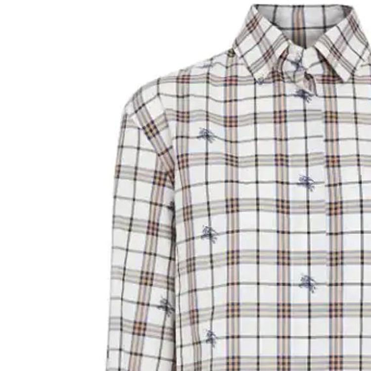 (Women) Burberry SS23  Check Slim Fit Button-Up Long Sleeve Shirt Pink 80076401 圖 4
