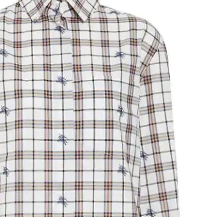 (Women) Burberry SS23  Check Slim Fit Button-Up Long Sleeve Shirt Pink 80076401 圖 5