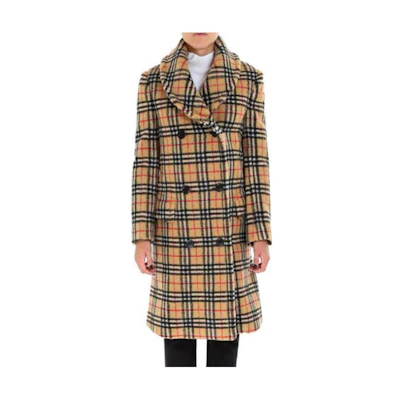 (Women) Burberry SS23 Checkered Colorblock Double-Breasted Long Trench Coat. 80038421