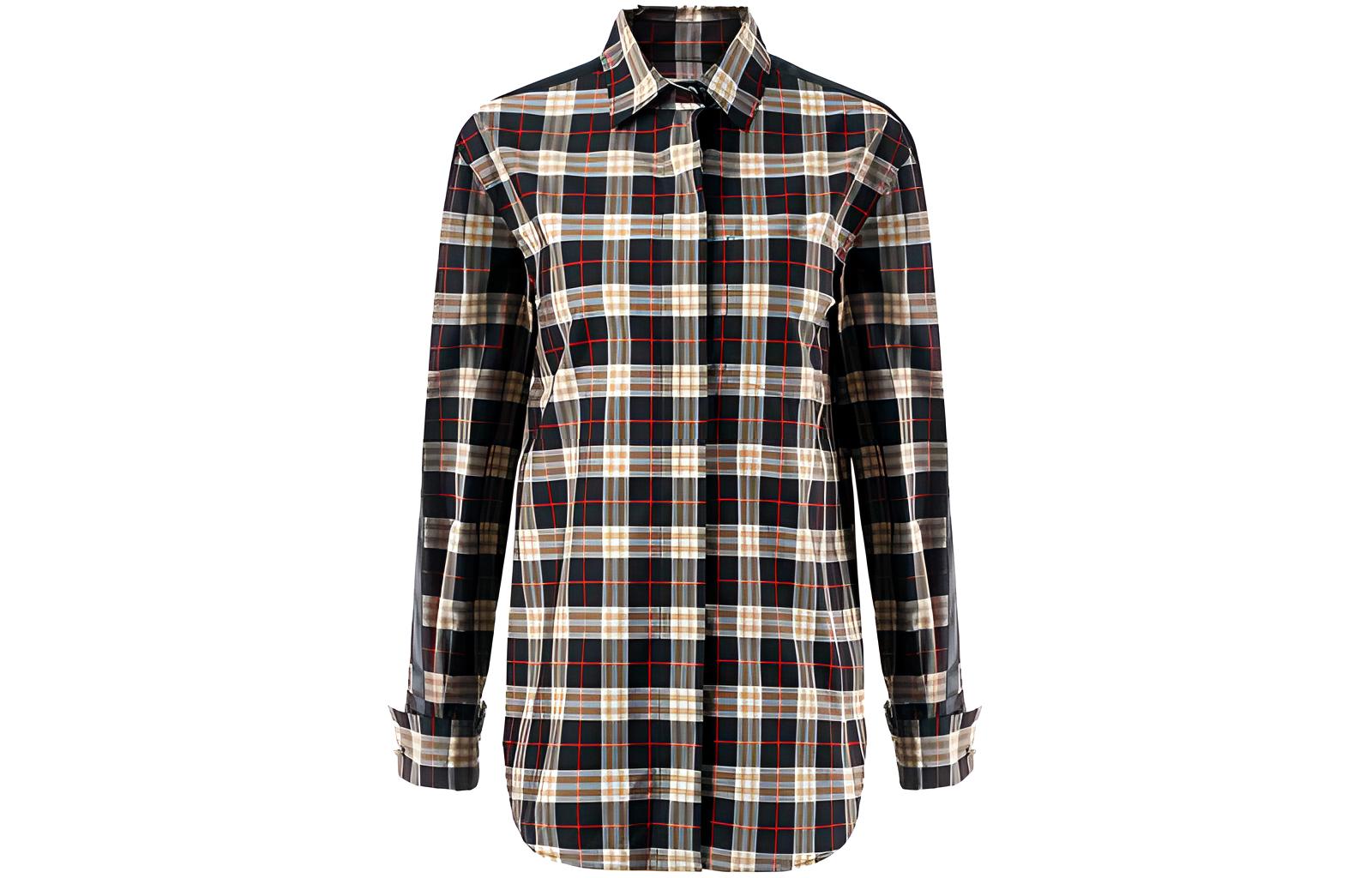 (Women) Burberry SS23  Checkered Long-Sleeve Shirt with Collared Design Multicolor 8008181