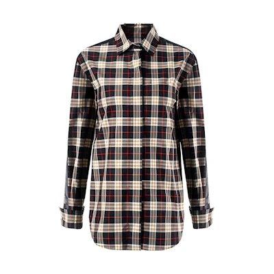 (Women) Burberry SS23 Checkered Long-Sleeve Shirt with Collared Design Multicolor 8008181