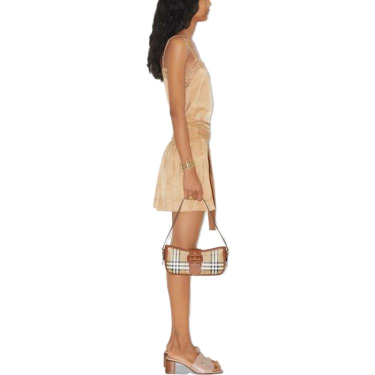 Purchase (W) Burberry SS23 馬術騎士徽標絲質迷你裙 - 柔棕色. 80712081