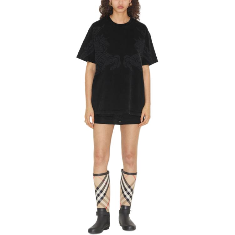 (Women) Burberry SS23  Equestrian Knight Print Black Crewneck T-Shirt. 80670601 圖 3