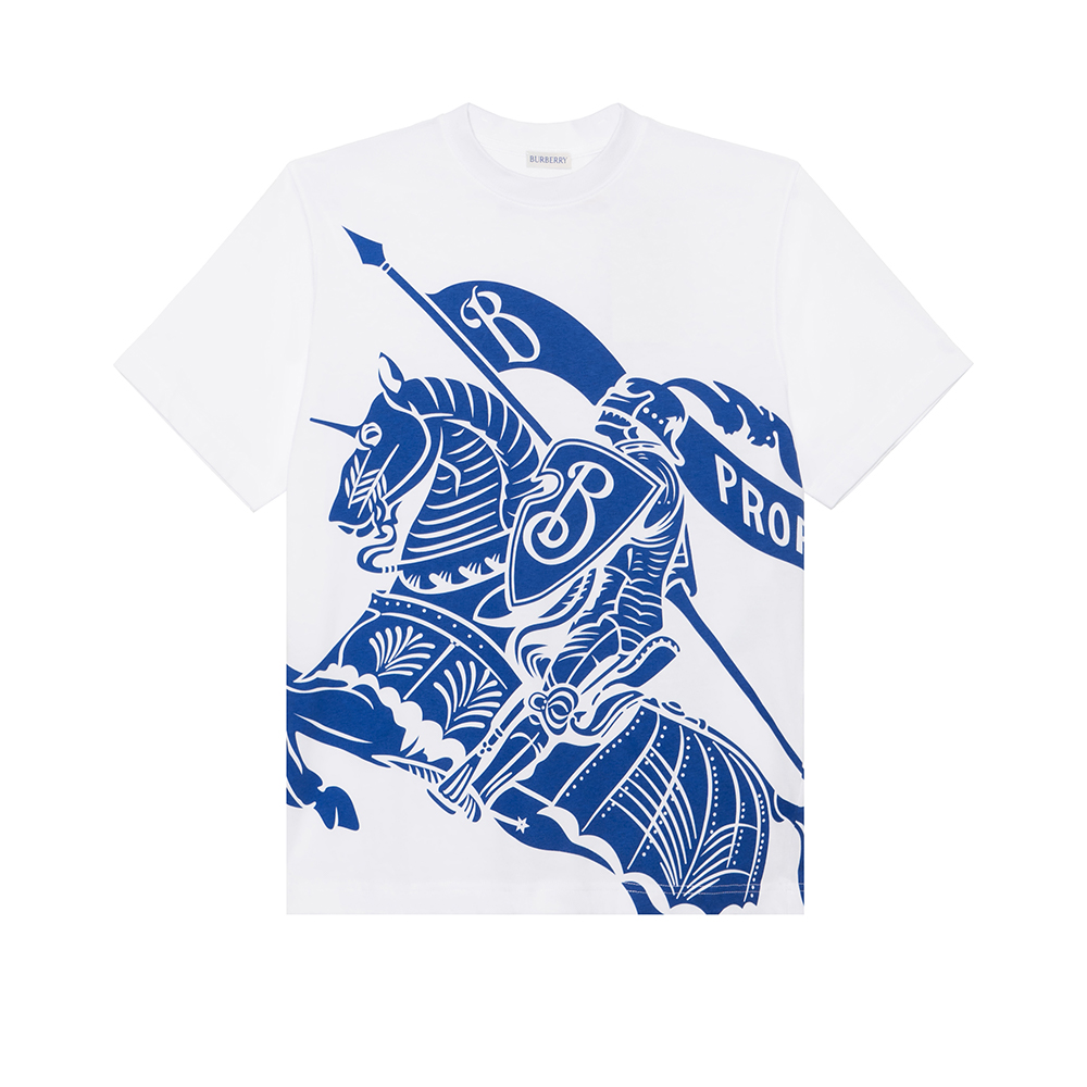 Buy (W) Burberry SS23 Kaos Putih Crewneck Equestrian Knight Print. 80776681