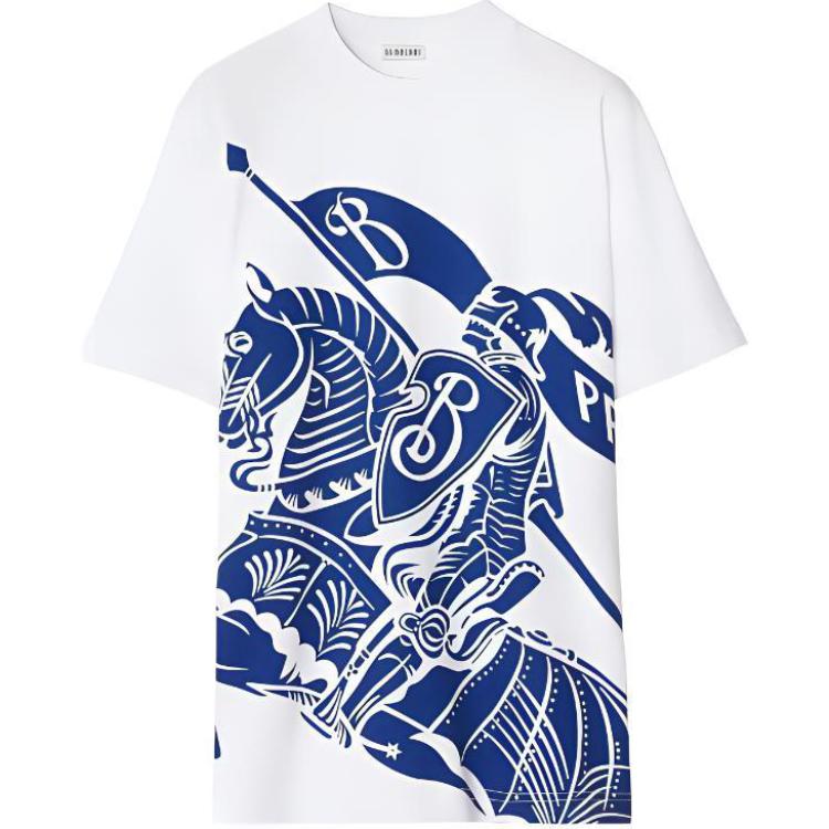 Order (W) Burberry SS23 Kaos Putih Crewneck Equestrian Knight Print. 80776681