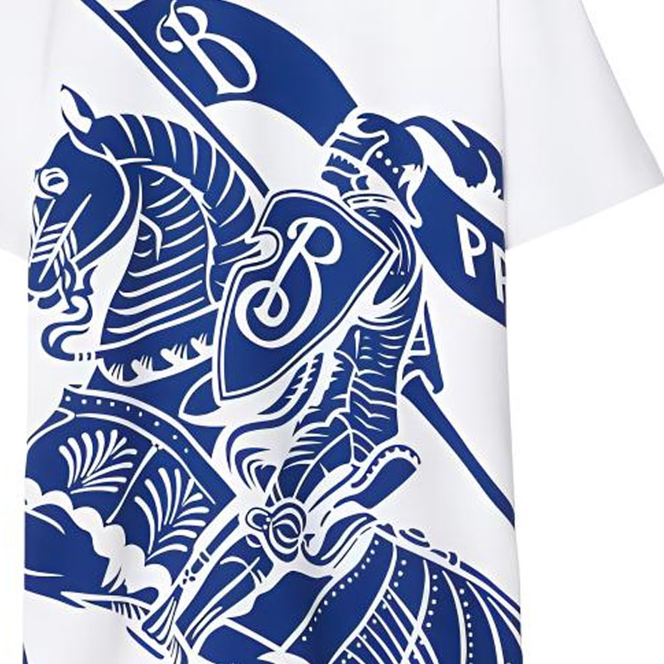 Shop (W) Burberry SS23 Kaos Putih Crewneck Equestrian Knight Print. 80776681