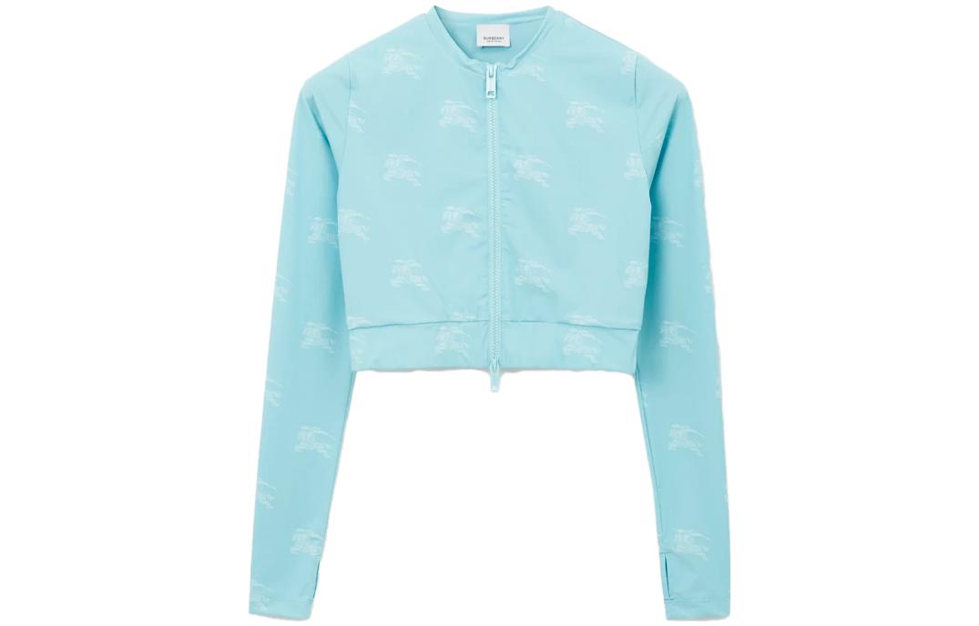 (Women) Burberry SS23  Equestrian Logo Stretch Twill Cropped Jacket Blue 80741781 圖 2