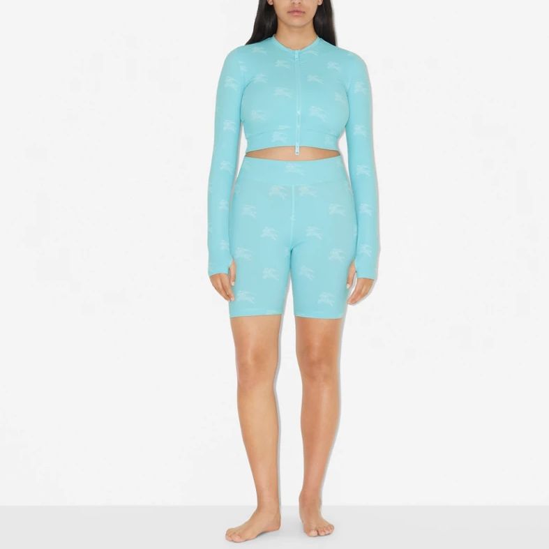 (Women) Burberry SS23  Equestrian Logo Stretch Twill Cropped Jacket Blue 80741781 圖 3