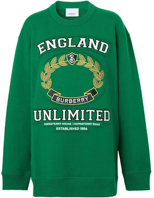 (Women) Burberry SS23 Green Pullover Sweatshirt with Logo Patch. 80650471 Order (Women) Burberry SS23 Green Pullover Sweatshirt with Logo Patch. 80650471