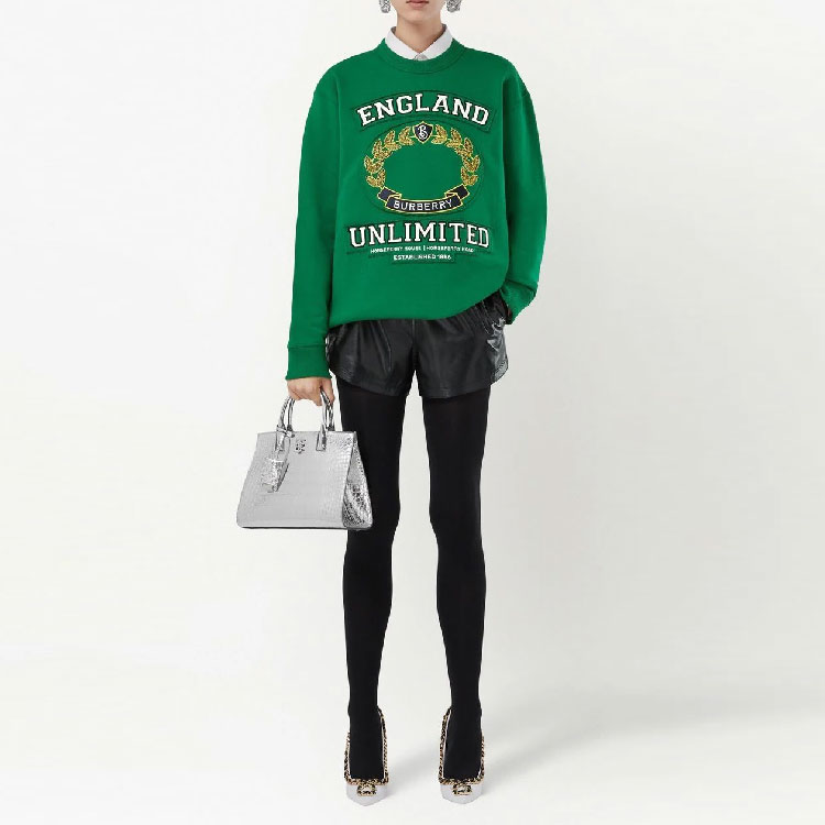 Lookbook (Women) Burberry SS23  Green Pullover Sweatshirt with Logo Patch. 80650471