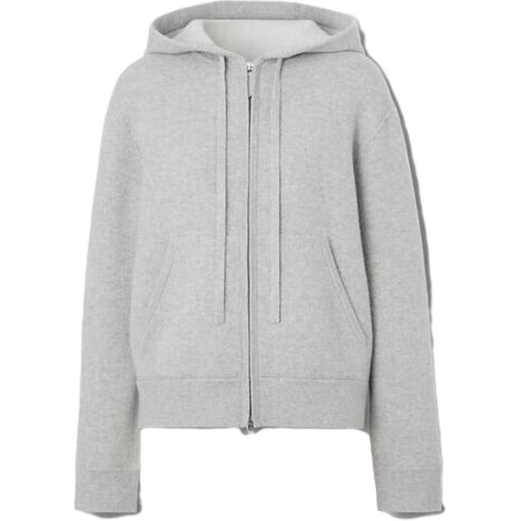 (Women) Burberry SS23  Grey Logo Embroidered Zip-Up Sweatshirt. 80635671