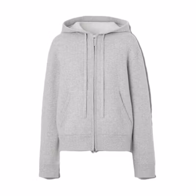 (Women) Burberry SS23 Grey Logo Embroidered Zip-Up Sweatshirt. 80635671
