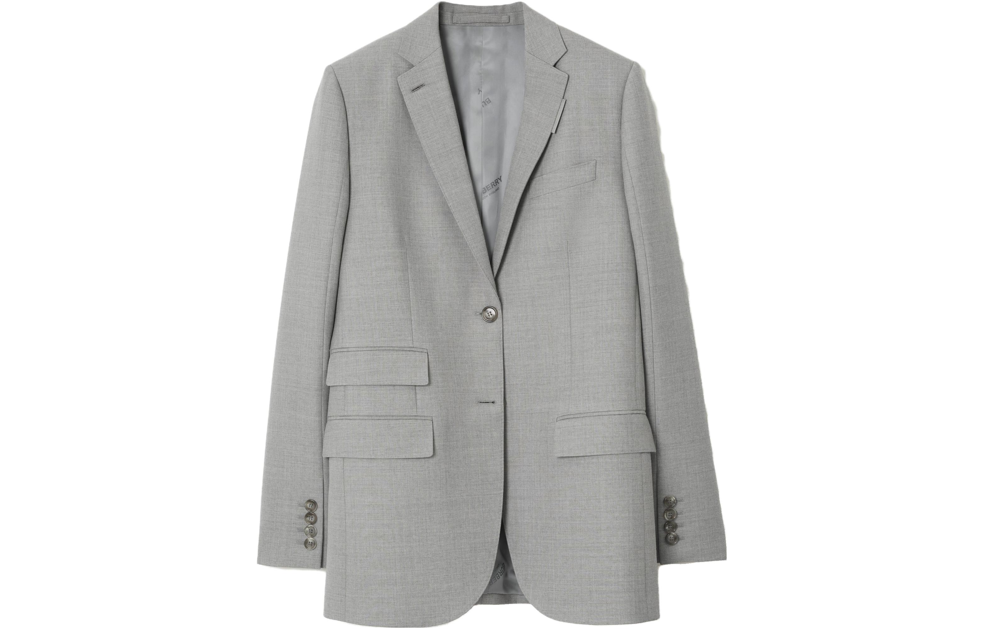 Buy (W) Burberry SS23 Blazer Gris de Manga Larga con Cierre de un Solo Botón. 80710681
