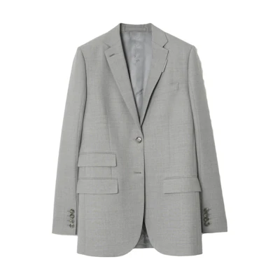 (Women) Burberry SS23 Grey Single-Breasted Long-Sleeve Blazer Jacket. 80710681