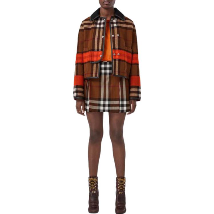 (Women) Burberry SS23  High-Waisted Pleated Wool Skirt in Brown. 80632371 圖 3