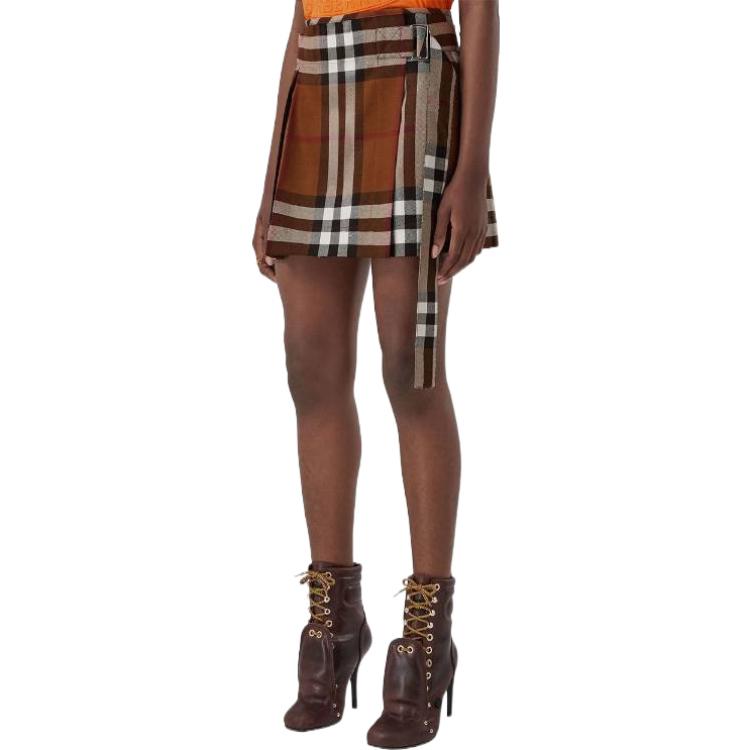 (Women) Burberry SS23  High-Waisted Pleated Wool Skirt in Brown. 80632371 圖 5
