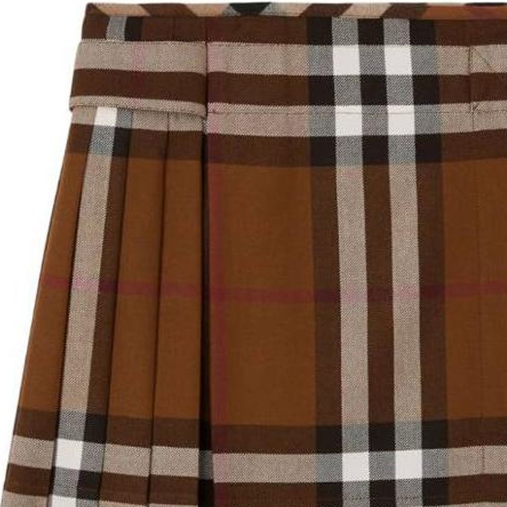 (Women) Burberry SS23  High-Waisted Pleated Wool Skirt in Brown. 80632371 圖 6