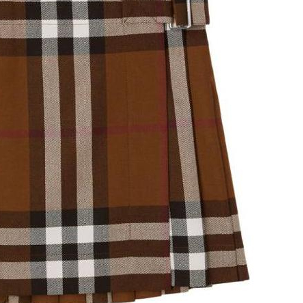 (Women) Burberry SS23  High-Waisted Pleated Wool Skirt in Brown. 80632371 圖 7