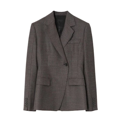 (Women) Burberry SS23 Houndstooth Print Single-Breasted Blazer Brown 80711401