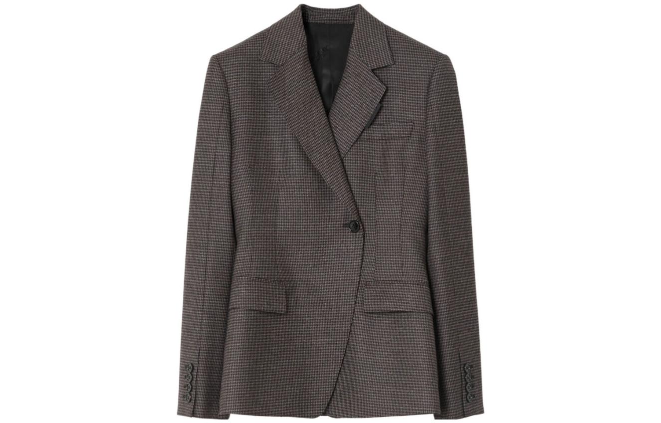 Order (Women) Burberry SS23  Houndstooth Print Single-Breasted Blazer Brown 80711401