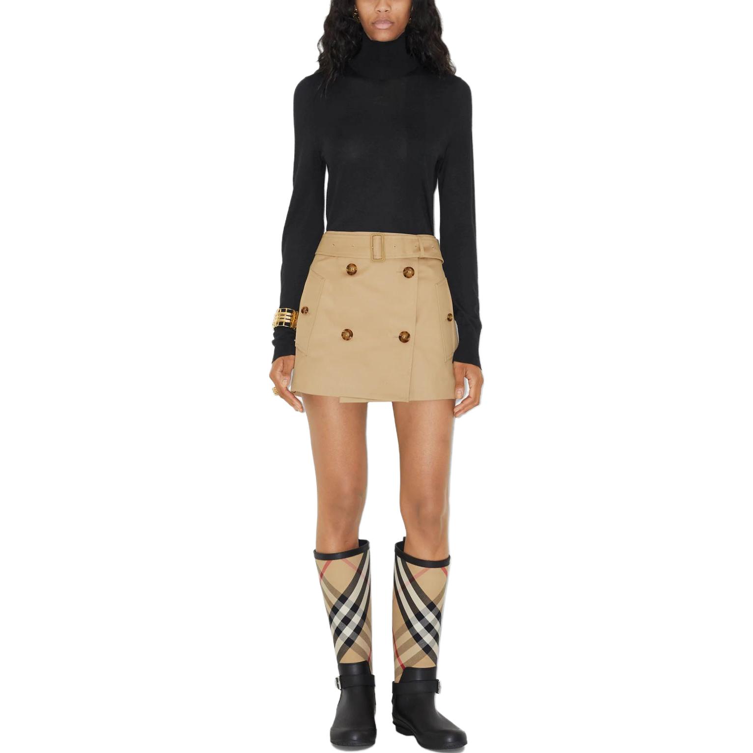 (Women) Burberry SS23  Khaki Double-Breasted Belted Casual Straight Skirt. 80711961 圖 3