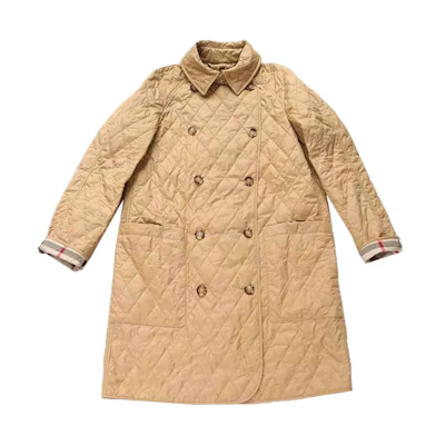(Women) Burberry SS23 Khaki Double-Breasted Mid-Length Cotton Coat. 80530431