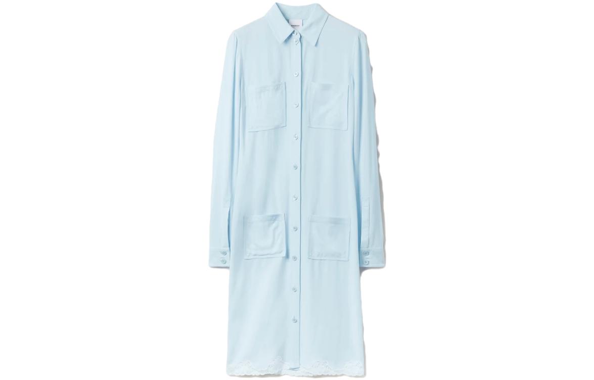 (Women) Burberry SS23  Light Blue Lace-Trim Shirt Dress Long Sleeve 80702351 圖 2