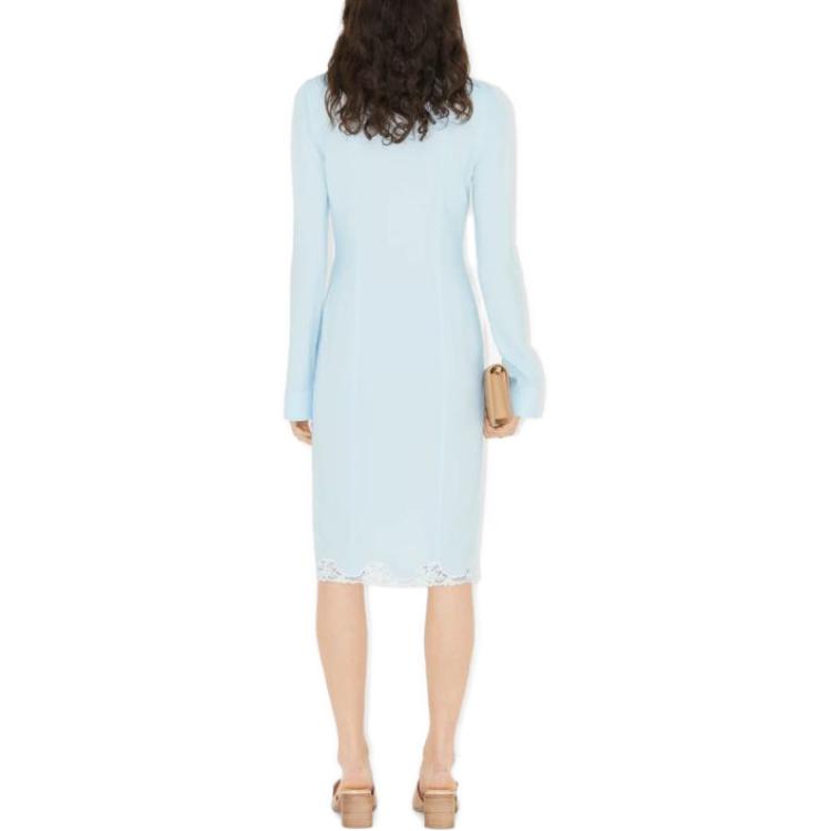 (Women) Burberry SS23  Light Blue Lace-Trim Shirt Dress Long Sleeve 80702351 圖 4