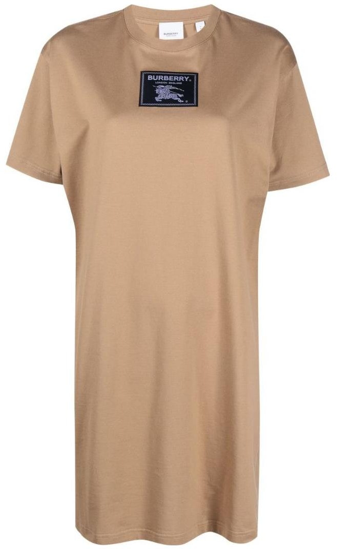 women-burberry-ss-23-logo-print-brown-short-sleeve-crewneck-dress-80700001