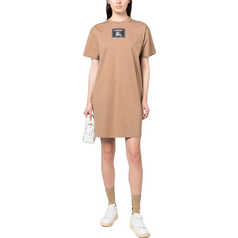 Lookbook (W) バーバリー SS23 ロゴプリント ブラウン クルーネック 半袖ドレス 80700001