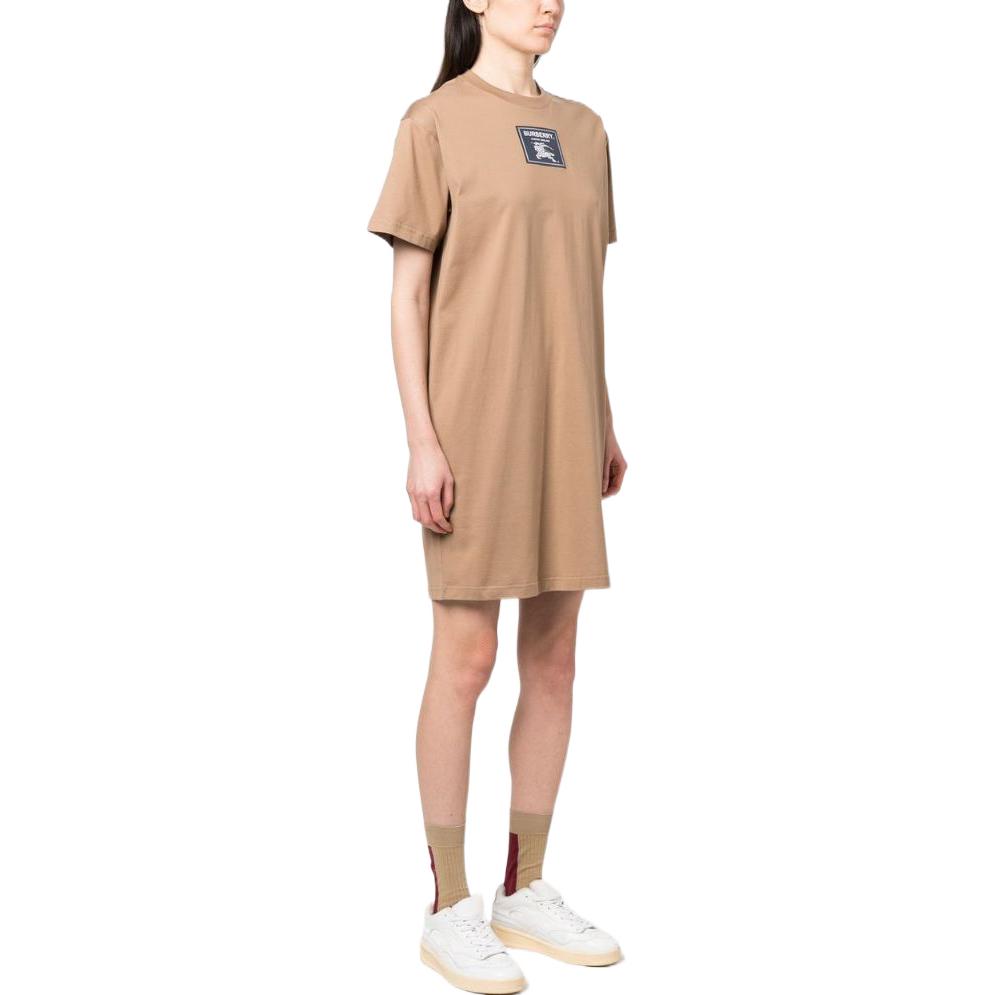 Purchase (W) バーバリー SS23 ロゴプリント ブラウン クルーネック 半袖ドレス 80700001