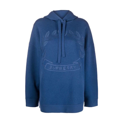 (Women) Burberry SS23 Navy Blue Hoodie with Badge Embroidery. 80656071