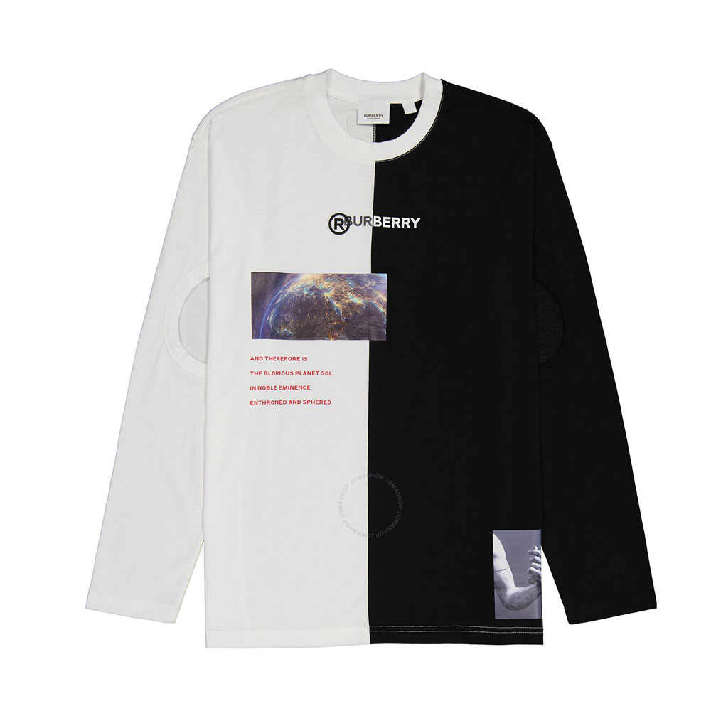 Buy (Women) Burberry SS23  Oversized Colorblock Long-Sleeve Shirt Black/White 80246571