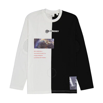 (Women) Burberry SS23 Oversized Colorblock Long-Sleeve Shirt Black/White 80246571