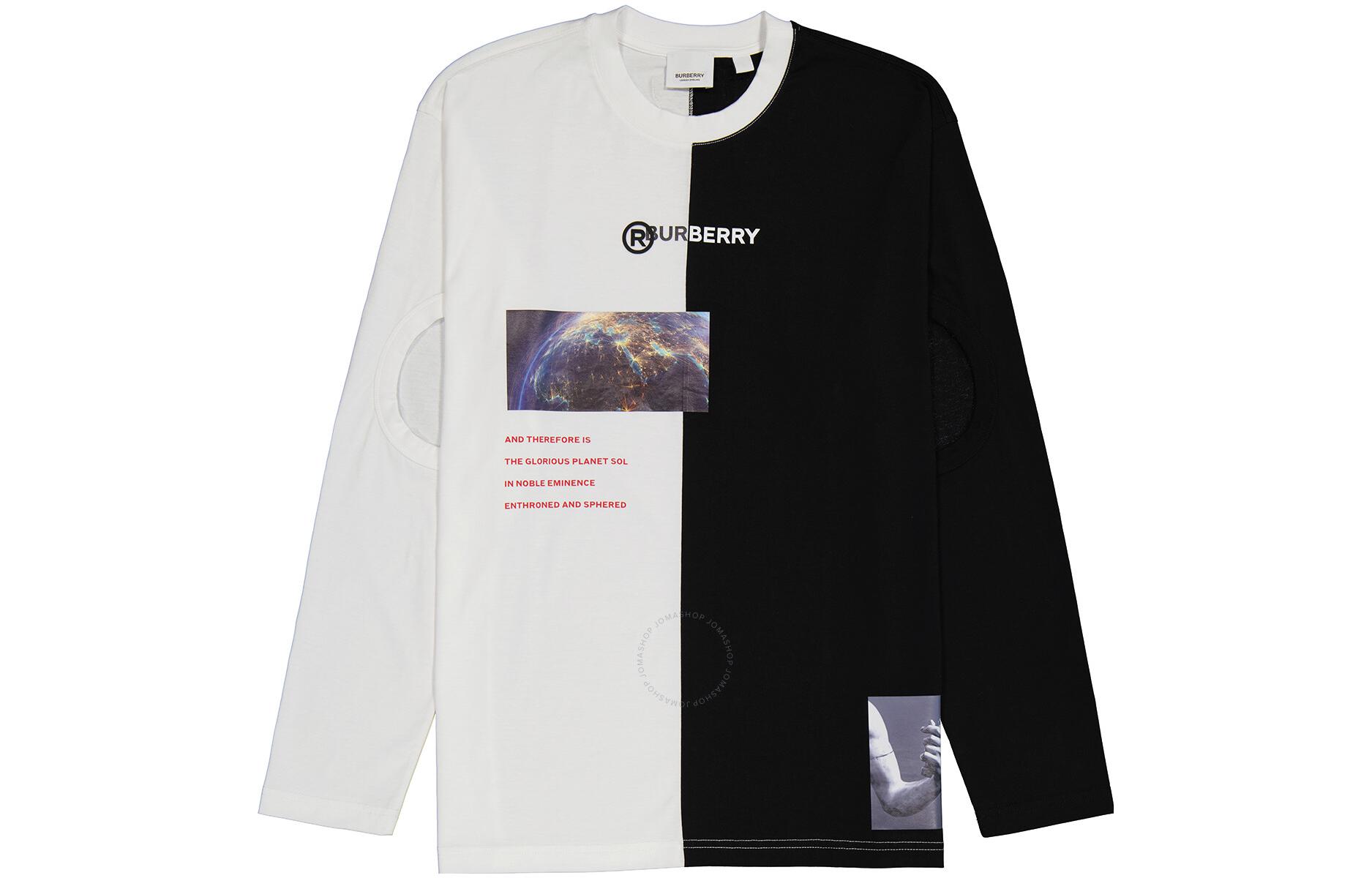 Order (Women) Burberry SS23  Oversized Colorblock Long-Sleeve Shirt Black/White 80246571