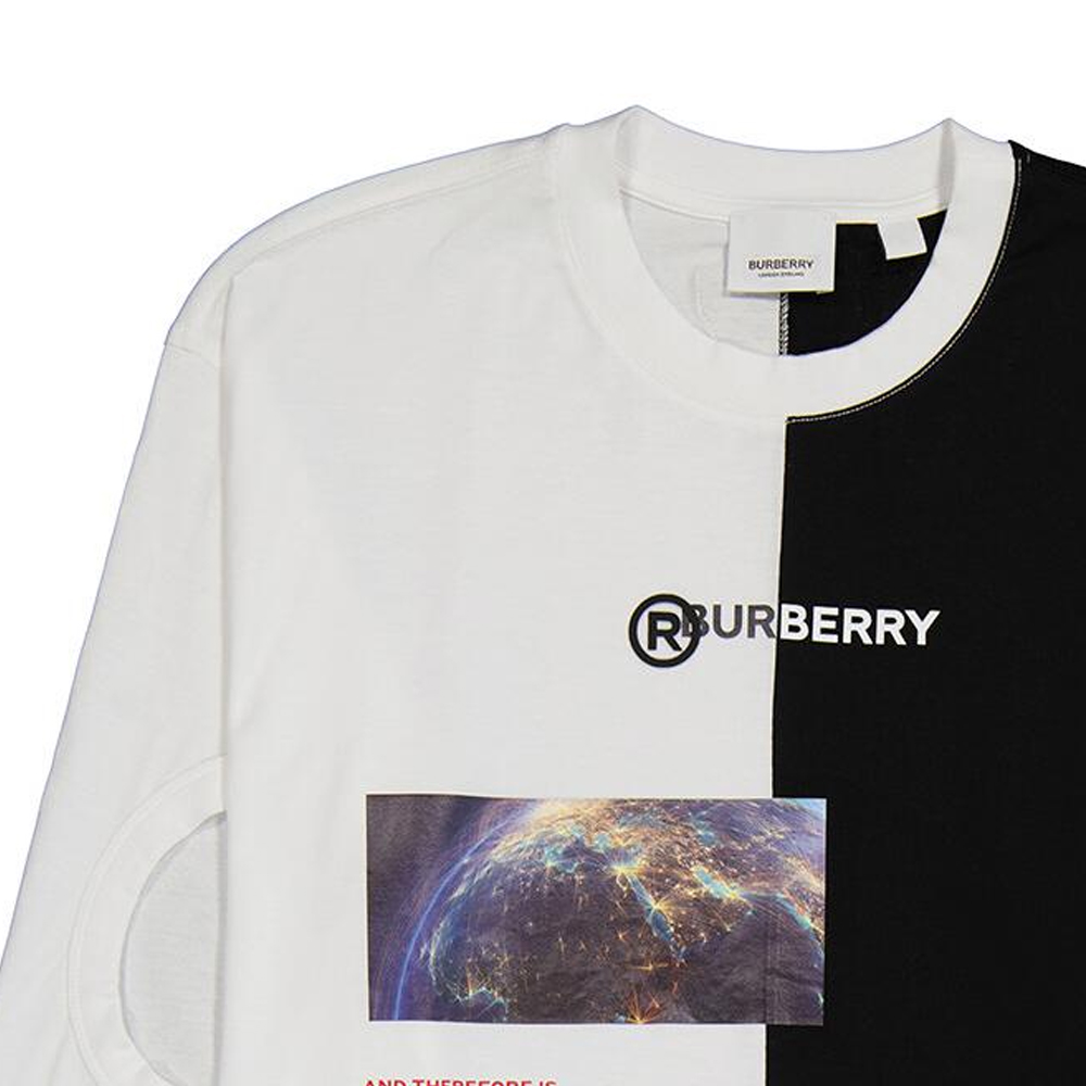 Lookbook (Women) Burberry SS23  Oversized Colorblock Long-Sleeve Shirt Black/White 80246571