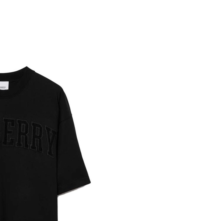 Shop (W) 버버리 SS23 오버사이즈 레이스 로고 티셔츠 블랙 80700051