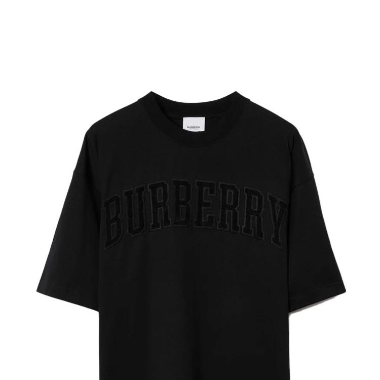 Sizing (W) 버버리 SS23 오버사이즈 레이스 로고 티셔츠 블랙 80700051