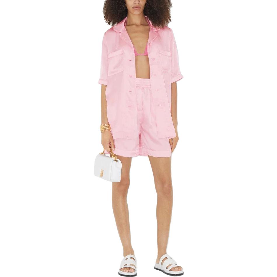 Lookbook (W) 버버리 SS23 핑크 탄력 허리 스트레이트 컷 캐주얼 반바지 80715341