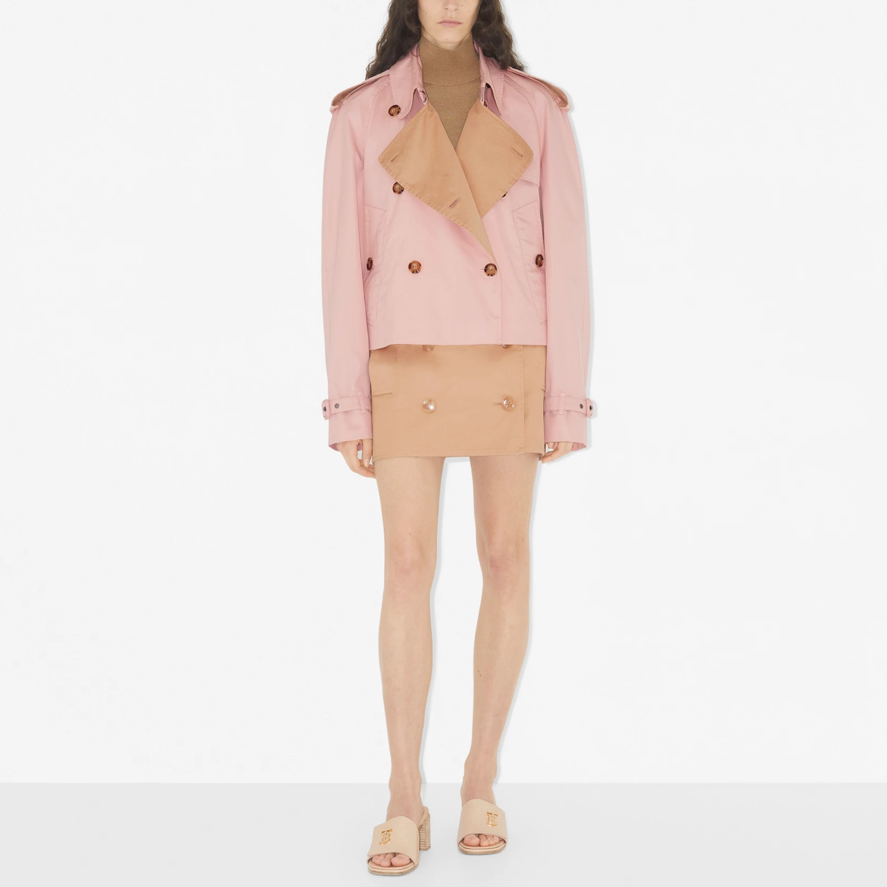 (Women) Burberry SS23  Pink Short Double-Breasted Long-Sleeve Trench Coat. 80662521 圖 3