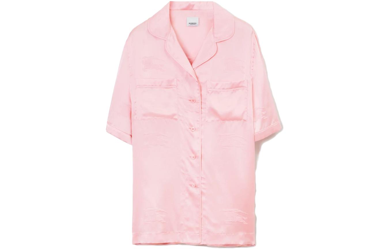 (Women) Burberry SS23  Pink Silk Pajama-Style Short Sleeve Shirt with Logo. 80713501 圖 2