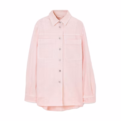 (Women) Burberry SS23 Pink Single-Breasted Long-Sleeve Denim Jacket. 80731621