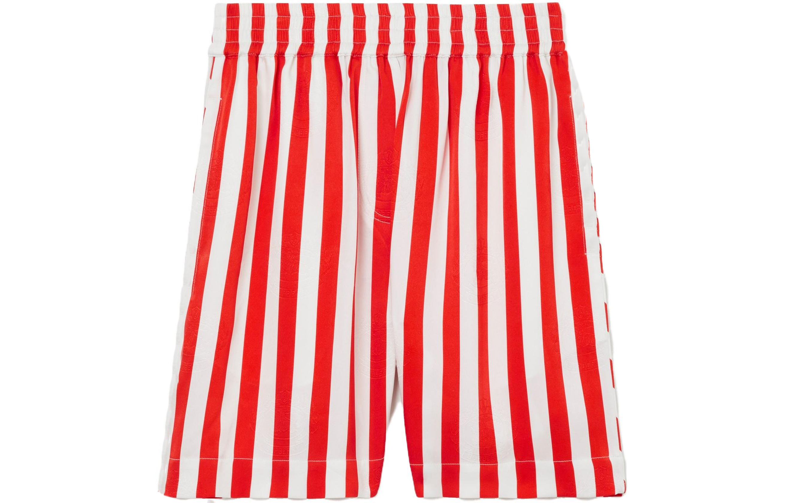 (Women) Burberry SS23  Red Equestrian Knight Logo Stripe Shorts. 80712001