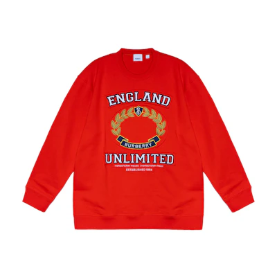 (Women) Burberry SS23 Red Oversized Pullover Sweatshirt with Letter Logo Print. 80657731