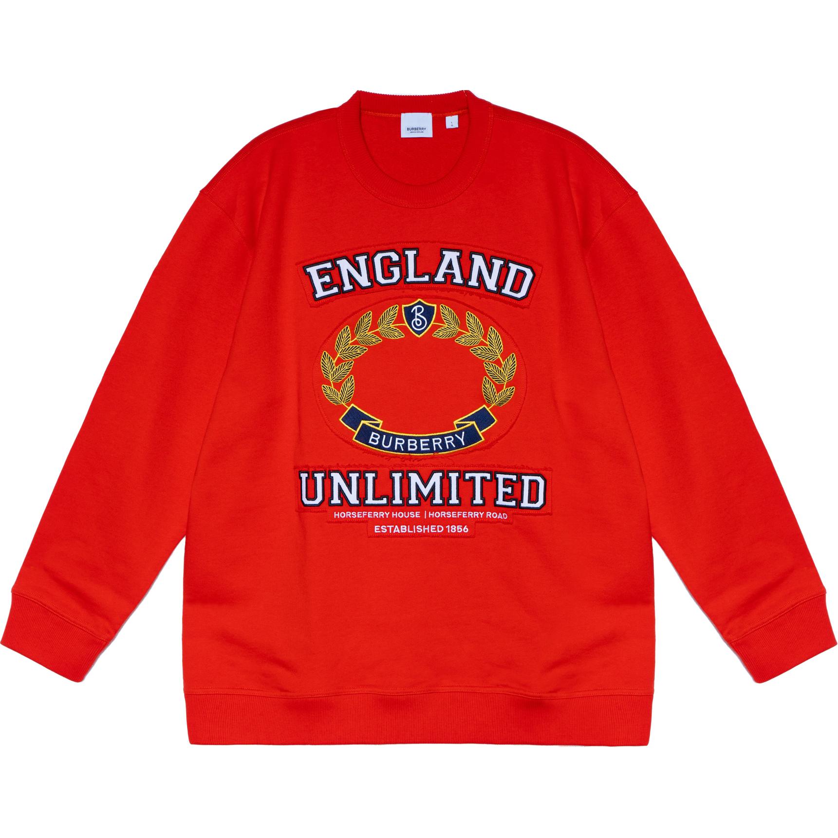 Order (Women) Burberry SS23  Red Oversized Pullover Sweatshirt with Letter Logo Print. 80657731