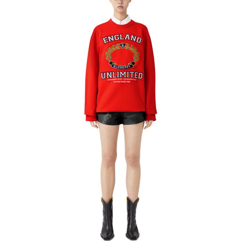 Shop (Women) Burberry SS23  Red Oversized Pullover Sweatshirt with Letter Logo Print. 80657731