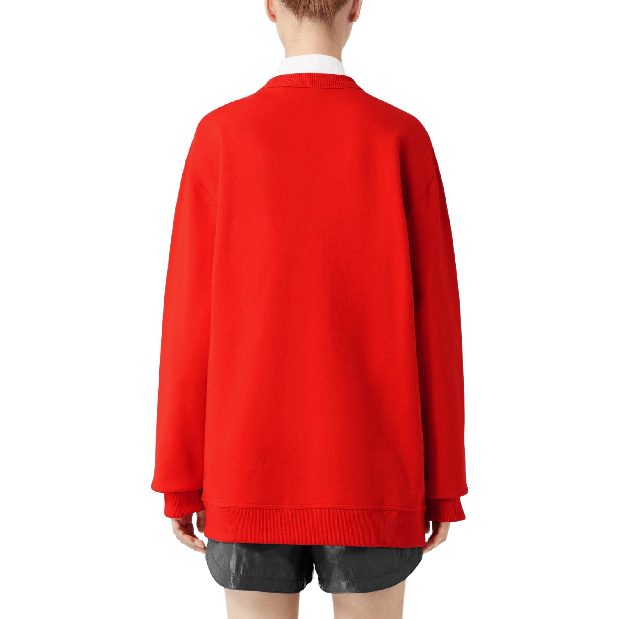 Purchase (Women) Burberry SS23  Red Oversized Pullover Sweatshirt with Letter Logo Print. 80657731