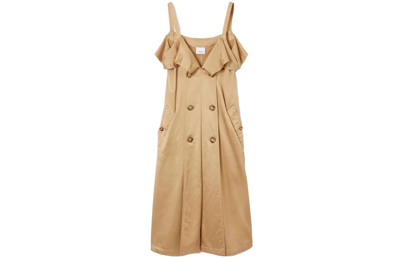 (Women) Burberry SS23  Sleeveless Double-Breasted Khaki Dress. 80711881