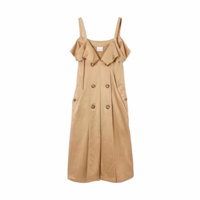 (Women) Burberry SS23 Sleeveless Double-Breasted Khaki Dress. 80711881