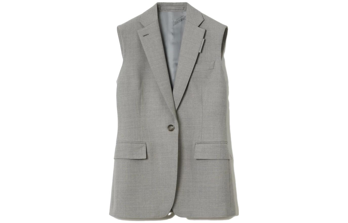(Women) Burberry SS23  Sleeveless Wool Single Button Vest Grey. 80711531